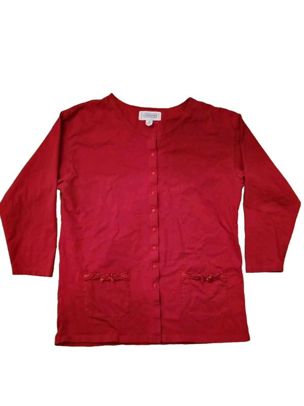 VTG VICTORIA'S SECRET COUNTRY Red Cotton Cardigan Women's Size Medium
